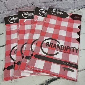 Grandipity Plastic Tablecovers Lot Of 4 Classic Red Gingham BBQ Picnic Round 84"